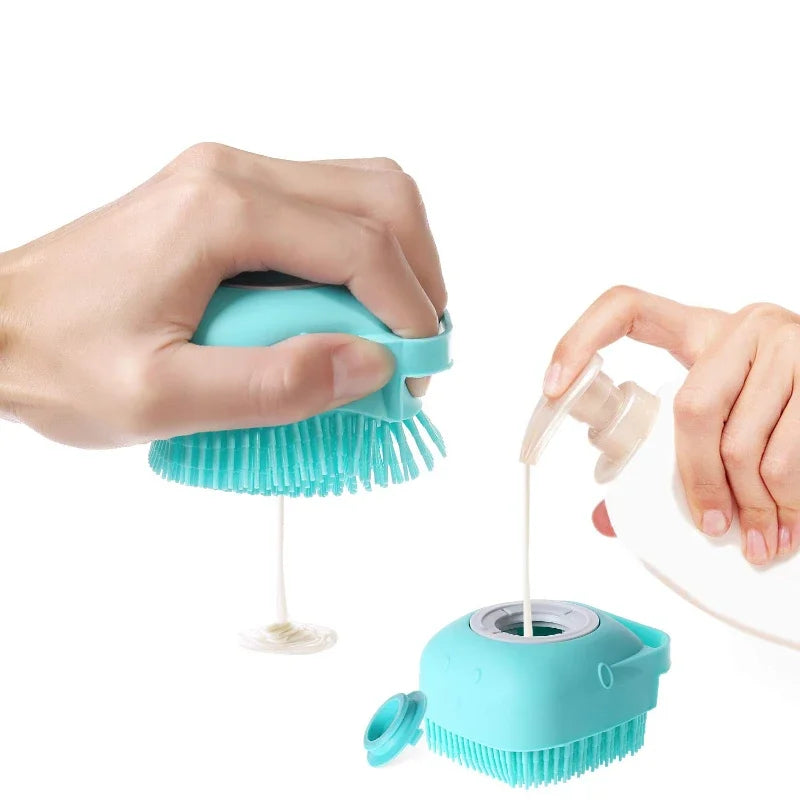 Dog Massage Bath Brush With Shampoo Dispenser