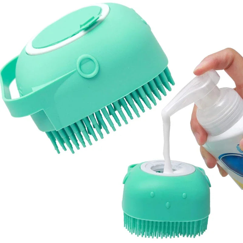 Dog Massage Bath Brush With Shampoo Dispenser