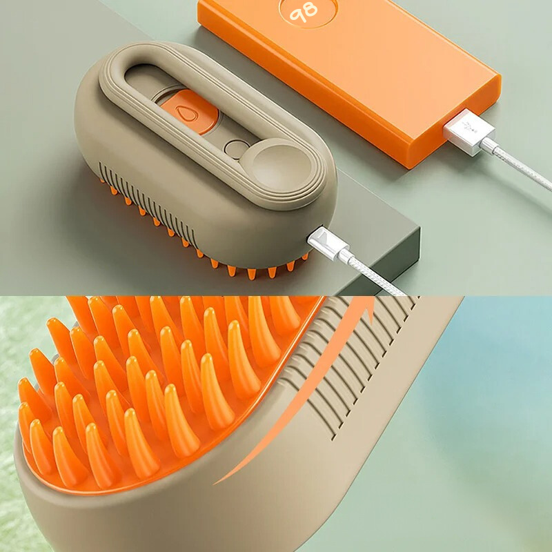 Steamy Brush For Pets With Electric Mist Spray-3 In 1 Pet Hair Removal